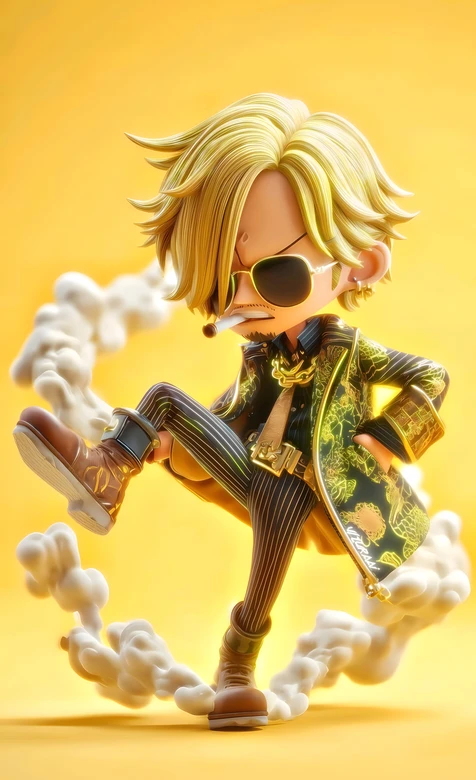 山治·Q版潮酷踢技 海贼王帅气角色手机壁纸