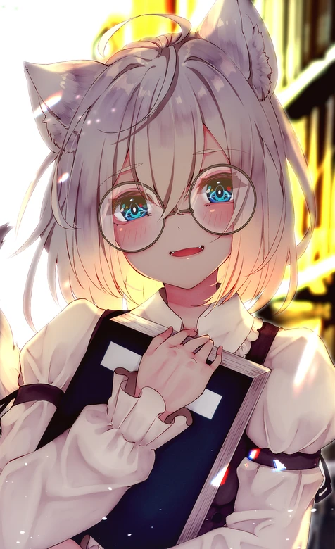 猫耳眼镜短发少女·二次元唯美风 二次元治愈系手机壁纸