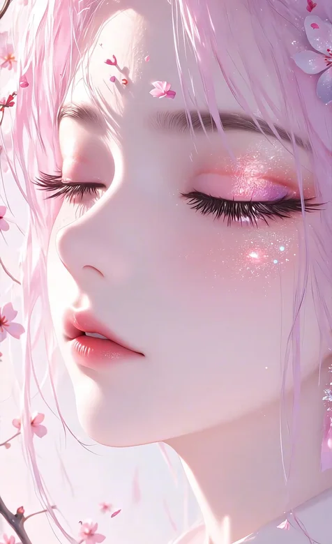 粉发少女·樱花梦幻唯美二次元动态手机壁纸