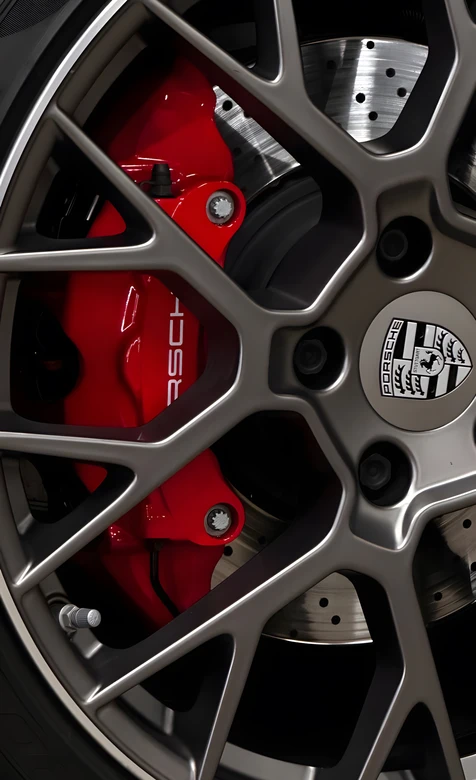 保时捷·红色卡钳轮毂·写实机械风 高质感汽车细节壁纸