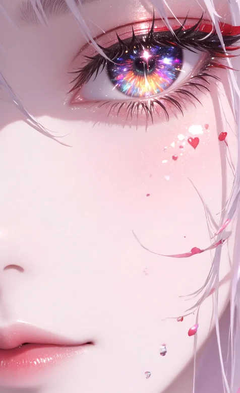 二次元美少女·星空眼眸爱心泪痣 唯美动漫风动态手机壁纸