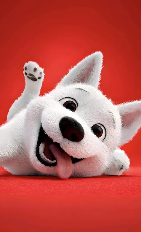 治愈系卡通白狗·吐舌欢闹 萌宠手机壁纸精选