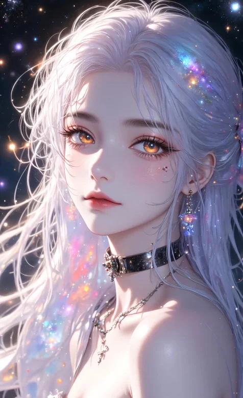 银发星空少女·梦幻星河特效风 唯美动态手机壁纸