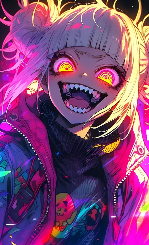 渡我被身子·螺旋眼尖牙狂笑 赛博朋克霓虹动漫壁纸（我的英雄学院酷壁纸）