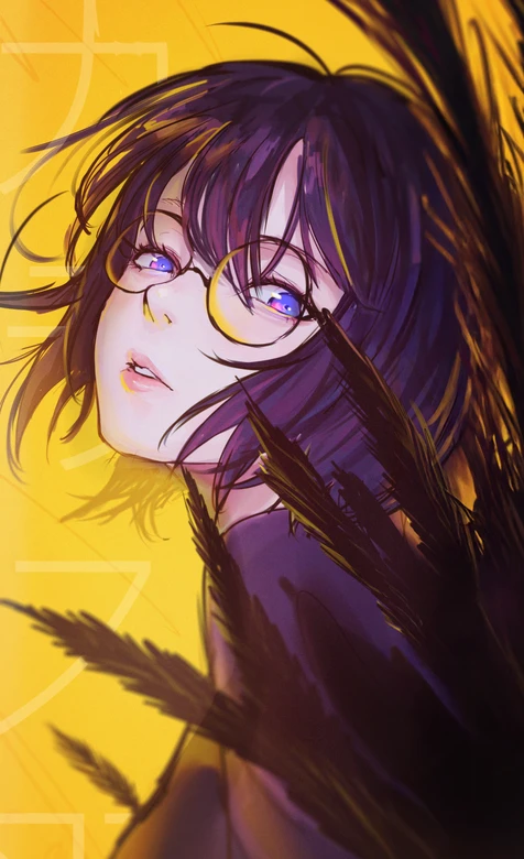 二次元紫发眼镜少女·梦幻眼眸 唯美原创高清手机壁纸