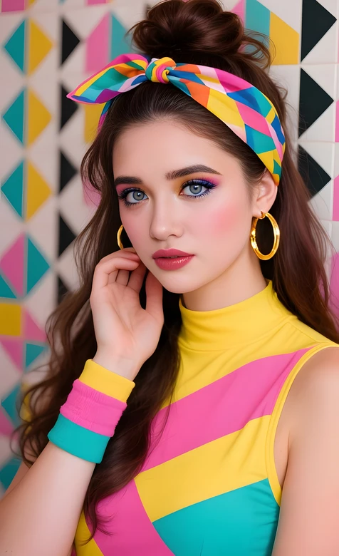 复古潮流女孩·撞色穿搭造型 高热度个性手机壁纸