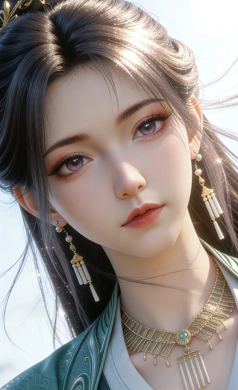 国风古风动漫人物慕沛灵·长发绿衣金饰 唯美古风手机壁纸