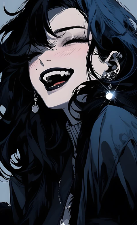 暗黑系少女·尖牙笑靥 神秘酷飒手机壁纸