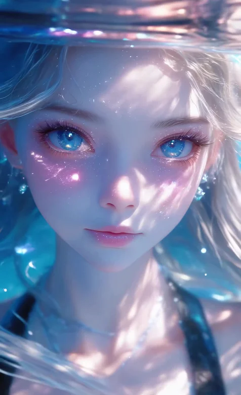 水下精灵少女·发丝气泡流光 唯美梦幻动态手机壁纸