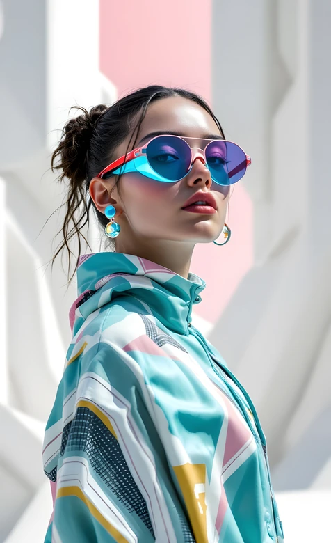 潮流时尚穿搭女性·炫彩墨镜 高人气竖屏壁纸