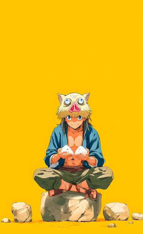 嘴平伊之助·猪面持饭团 鬼灭之刃日系动漫风壁纸