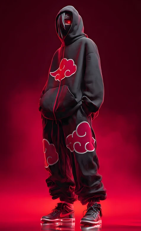 宇智波鼬·晓组织红云潮服 暗黑赛博风火影忍者壁纸