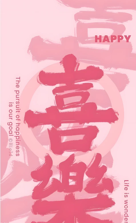 喜乐书法国风毛笔字手机壁纸 治愈系幸福主题壁纸