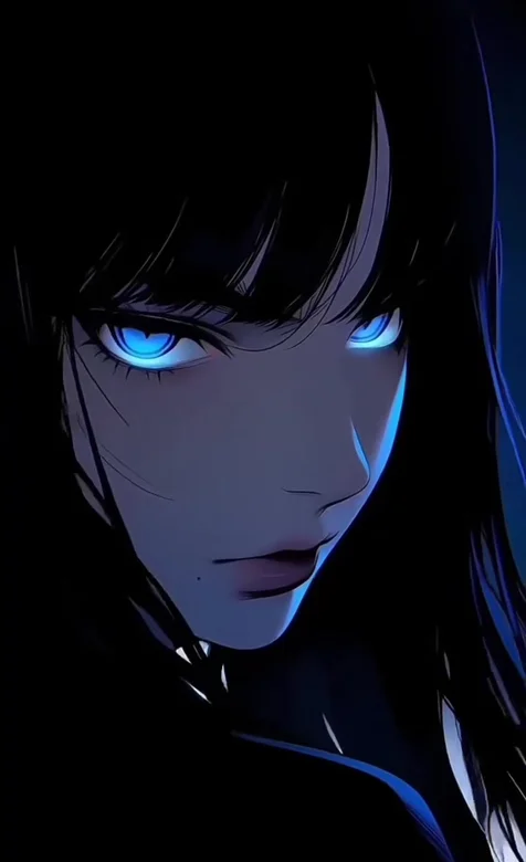 暗黑系蓝眼发光动漫少女 抖音热门动态壁纸