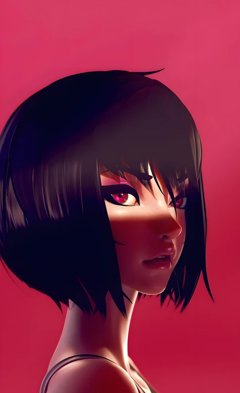 暗黑系短发红瞳少女 二次元写实风高热度手机壁纸