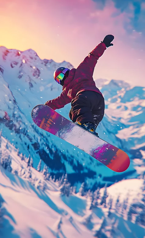 滑雪者腾空炫技·唯美雪山风光 超燃运动风手机壁纸