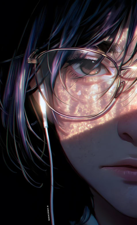 戴眼镜耳机的写实光影帅哥 高质感手机壁纸