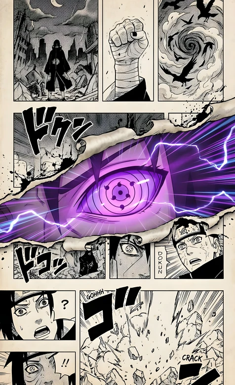 火影忍者·轮回眼爆发 暗黑热血漫画风高燃手机壁纸