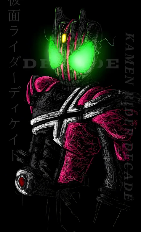 假面骑士Decade·帝骑 暗黑手绘风 特摄热血手机壁纸