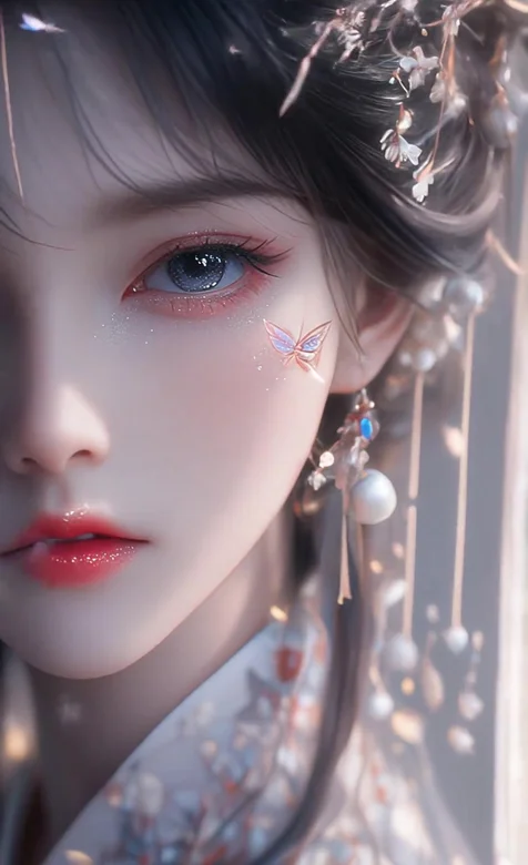 古风美人·花饰珠坠汉服造型 国风唯美动态手机壁纸