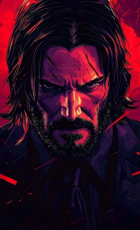 约翰·威克·伤痕冷峻 暗黑插画风 疾速追杀高燃壁纸