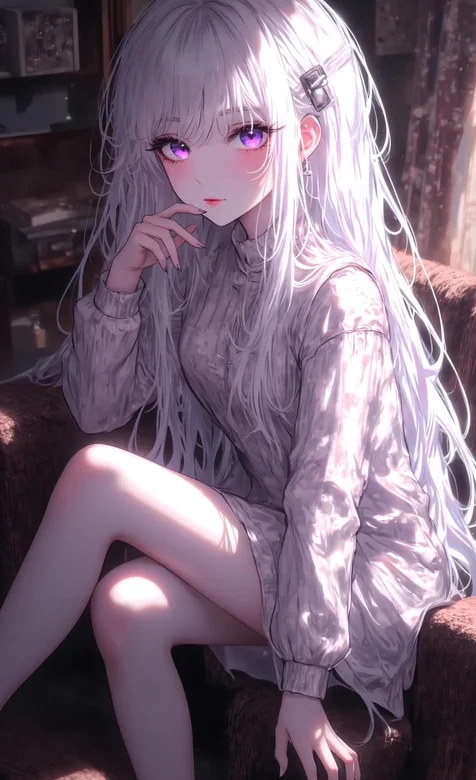 银发紫眸少女·二次元唯美风 动态手机壁纸