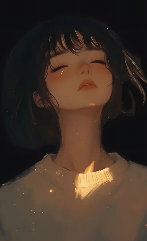 短发少女·暖光鎏金 唯美手绘风原创插画 暖光治愈系壁纸