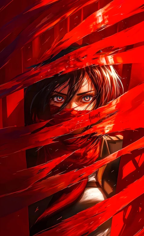 三笠·阿克曼·猩红破风 暗黑热血进击的巨人动漫壁纸