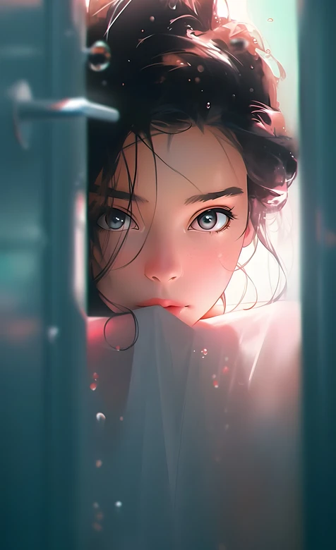 写实插画风卷发少女·梦幻光影 原创唯美手机壁纸（高热度：唯美少女壁纸）