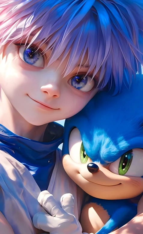 奇犽风蓝发少年&索尼克 二次元写实 热门联动壁纸