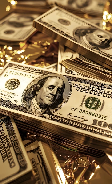 本杰明·富兰克林百元美钞 奢华写实风财富手机壁纸