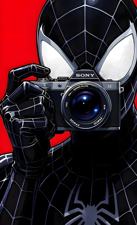 蜘蛛侠·黑色战衣 暗黑风持索尼相机 漫威动漫壁纸