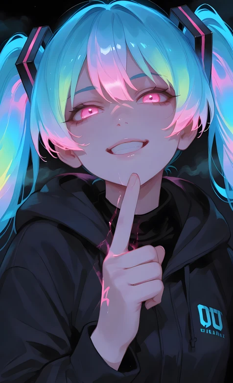 赛博朋克风初音未来·霓虹双马尾 二次元壁纸