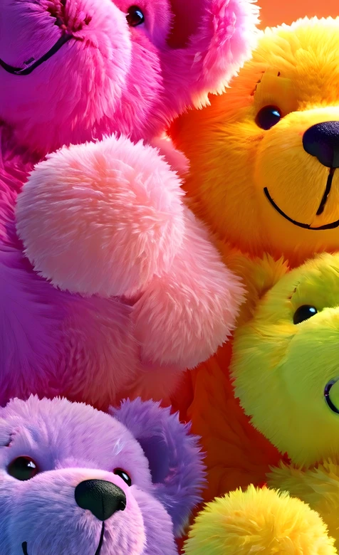 缤纷毛绒泰迪熊·梦幻炫彩风 高人气手机壁纸