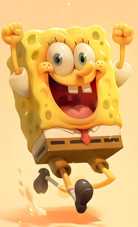 海绵宝宝·卡通拟真风 欢快跳跃 童趣壁纸