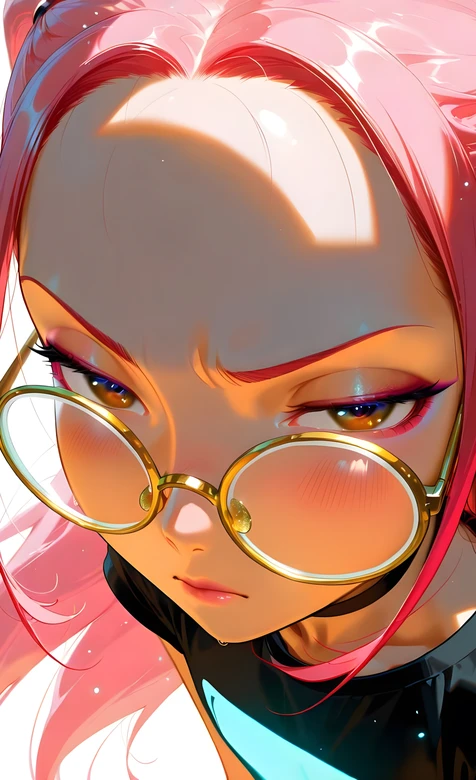 粉发金框眼镜少女·二次元动漫风 高清手机壁纸