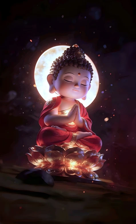 Q版佛陀·合十祈福 国漫风唯美禅意治愈手机壁纸