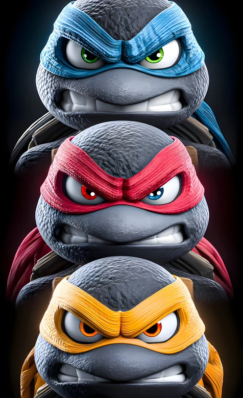 3D卡通风《忍者神龟》角色手机壁纸 热血冒险感拉满