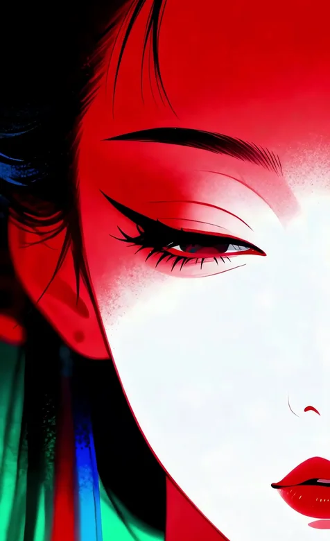 国漫古风女子·红妆艳目 赛博国风动态手机壁纸