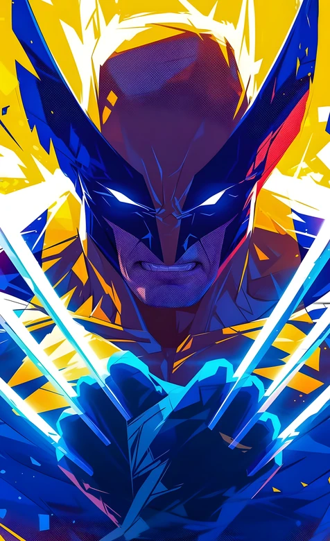 金刚狼·钢爪迸发 炫彩插画风漫威动漫高燃手机壁纸