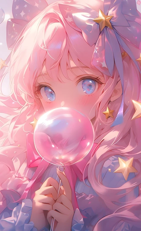 粉发少女·泡泡星星 梦幻唯美手机壁纸精选