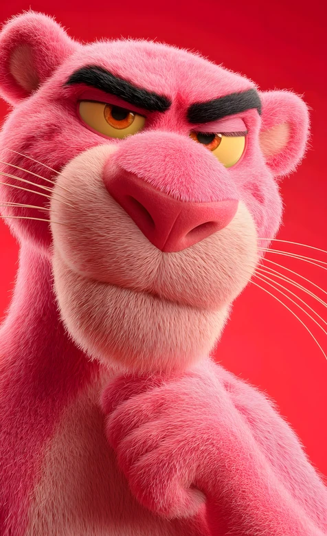 粉红豹·挑眉蹙眉 3D拟真风 经典卡通形象 个性壁纸