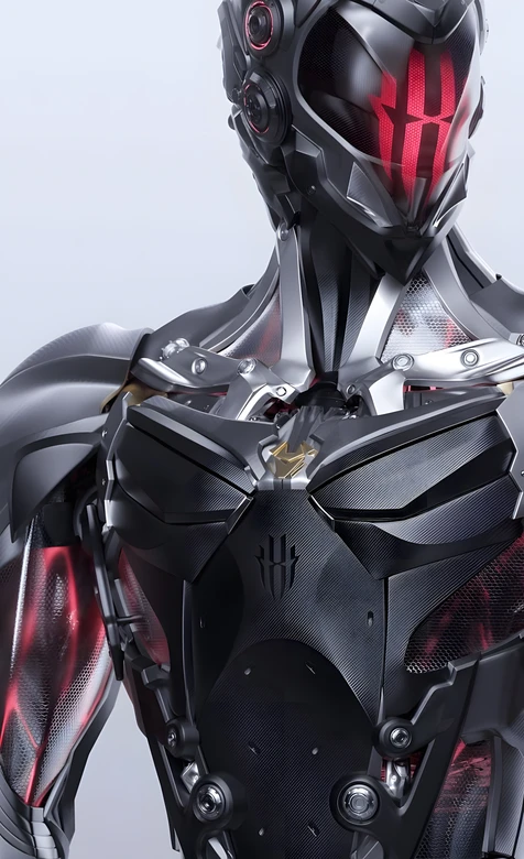 赛博朋克风暗黑机甲战士·未来科技感手机壁纸