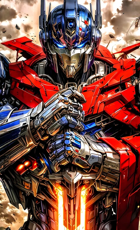 擎天柱·持剑高燃 写实机械风 变形金刚热血机甲壁纸