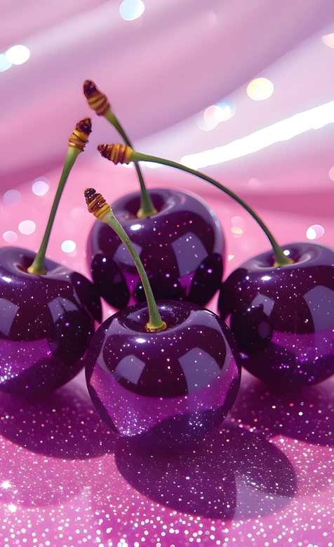 梦幻闪粉炫紫樱桃·唯美甜酷风手机壁纸精选