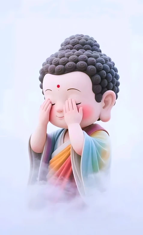 Q版如来·萌系捧脸国漫风 禅意治愈手机壁纸款