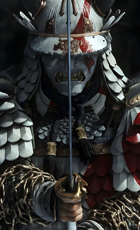 鬼面武士·对马岛之魂铠甲·暗黑和风盔甲长刀 高燃武士壁纸