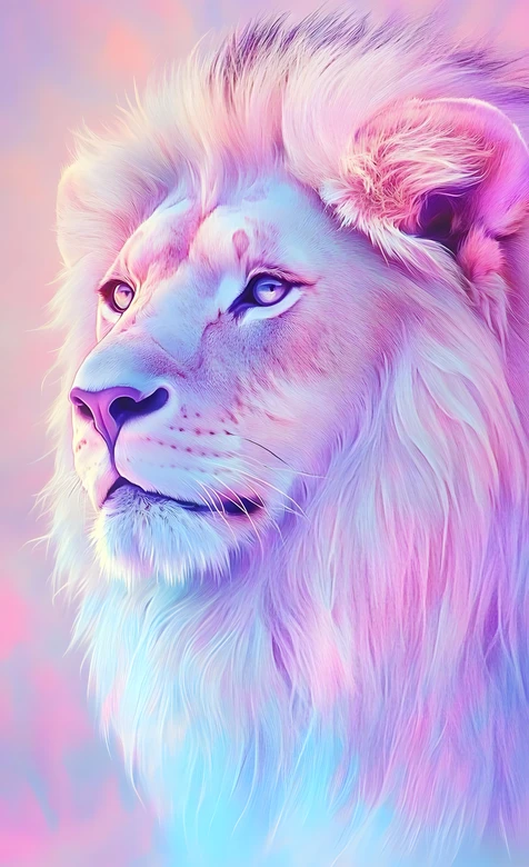 梦幻粉蓝渐变狮子·唯美治愈系手机壁纸热门款