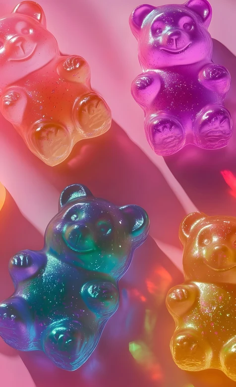 梦幻闪粉渐变软糖熊 甜美糖果风手机壁纸推荐