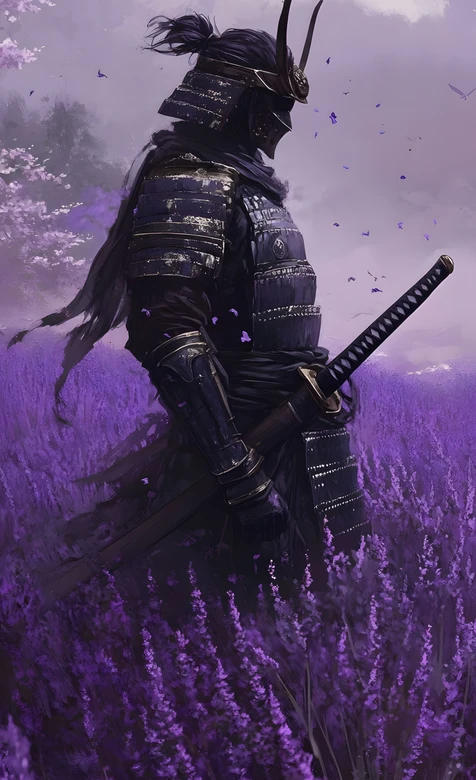 暗黑武士·紫海孤影 唯美日式游戏风壁纸